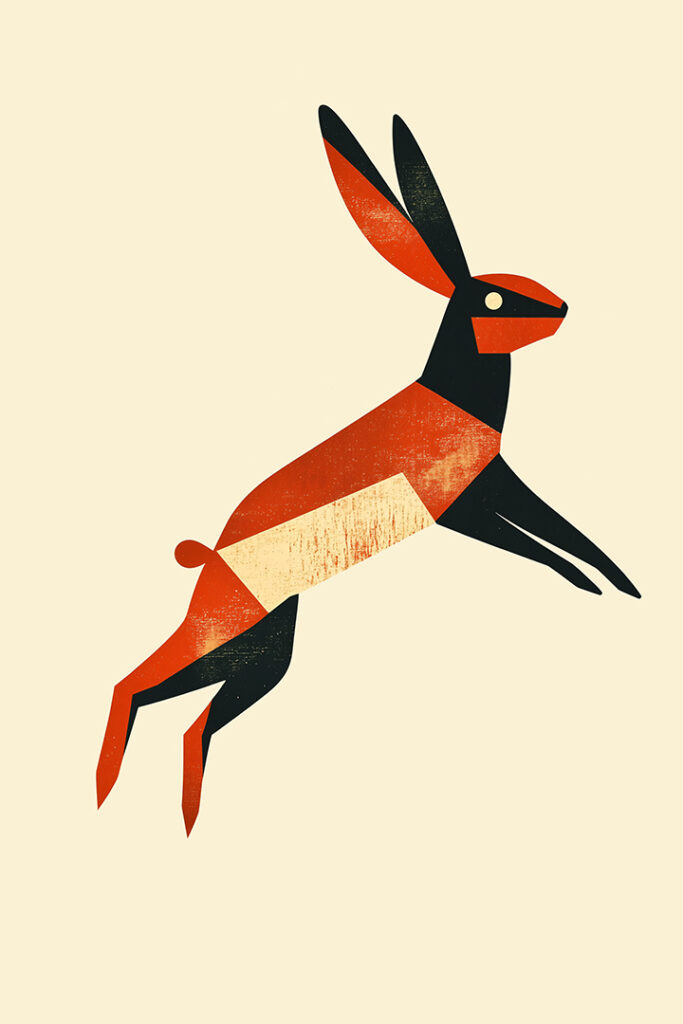 Rabbit in Motion - Line Bunny